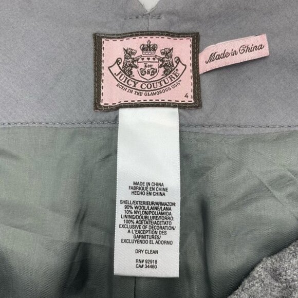 JUICY COUTURE Wool Cuffed Trousers Sz 4 Gray - Picture 4 of 6